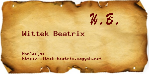 Wittek Beatrix névjegykártya